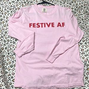 Comfort Colors Long Sleeve Tee. Size M. Pink.